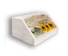 Lupia Brotkasten mit Dekor in Sunflowers aus Holz 30 x 40 x 20 cm