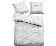 TOM TAILOR 0049905 Linon Bettwäsche Kids & Teens Garnitur mit Kopfkissenbezug (Baumwolle) 1x 155x220 cm + 1x 80x80 cm, hellgrau
