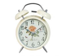 Clayre & Eef 6AC0011 Uhr Tischuhr Wecker natürlich Blumen Schmetterling ca. 8 x 5 x 12 cm