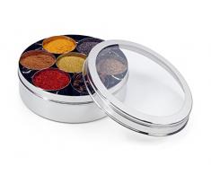 Zinel Gewürzbehälter/Masala Dabba mit 7 Schalen und transparentem Deckel, Edelstahl, 24 cm