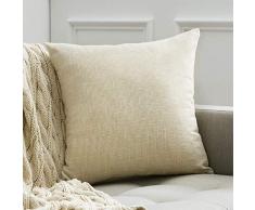 MIULEE Dekorative Überwurf-Kissenbezüge im Landhaus-Stil, Leinen, Kissenbezüge, Vintage-Dekoration, für Couch Sofa, Schlafzimmer, Auto 18x18 beige