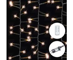 AMARE 1000 LED Lichterkette warmweiß Länge 30 m (zzgl. 5 m Zuleitung), CE + GS geprüft, für den Innen- und Außenbereich, 8 Leuchtmodi/Fernbedienung/Timer /Dimmfunktion