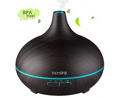 VicTsing 300ml Aroma Diffuser, Holzmaserung Ultraschall Luftbefeuchter mit farbenwechselnde LED Licht, Humidifier Aromatherapie Diffusor, Tragbarer für Babies Kinder Haus Yoga Büro usw.(Dunkles Holz)