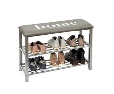 STORE.IT 670896 Schuhregal, Textil Leder/Metall, Grau/Silber 78x48 x 30 m