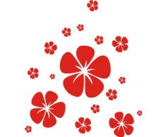 INDIGOS 4051095016694 Wandtattoo w191 Hibiskus, Retro 120 x 102 cm, rot