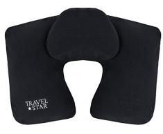 travelstar: aufblasbares Nackenkissen mit Fleece-Bezug und Kopfstütze, verschiedene Farben (TS-N-2021)