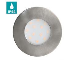 EGLO LED Einbauleuchte Pineda-IP, Einbaulampe aus Kunststoff, Farbe: Nickel-matt, Ø: 7,8 cm, IP44