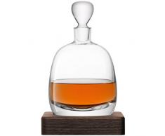 LSA International Whisky Islay Dekanter mit Sockel aus Nussbaumholz, Glas, klar, 1 Liter