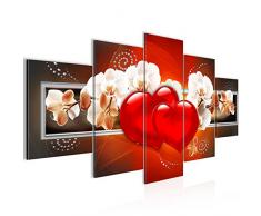 Bilder Blumen Orchidee Wandbild 200 x 100 cm Vlies - Leinwand Bild XXL Format Wandbilder Wohnzimmer Wohnung Deko Kunstdrucke Rot 5 Teilig - MADE IN GERMANY - Fertig zum Aufhängen 401451a