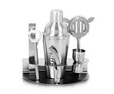 Bar Set & Cocktail Shaker Set by Bar Brat / 7 Piece Stainless Steel Drink Martini Shaker/Bonus Jigger & 110 Cocktail Recipes (ebook) Included by Bar Brat
