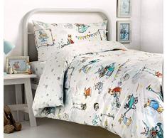 Bedlam Billy Bunny Tea Party Kinder Bettbezug Set, Einzelbett, Polyester-, Multi, 200 x 140 x 1 cm