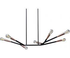 Kare Design Hängeleuchte Monte Carlo Sette, höhenverstellbare Deckenleuchte aus pulverbeschichtetem Stahl, Pendelleuchte mit 6 kupferfarbenen Fassungen, Schwarz (H/B/T) 116x115x35cm