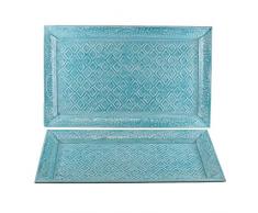 Better & Best 2781111 Tabletts, 2 Stück, rechteckig, emailliert, flach, mit Rautenmuster