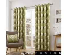 Fusion Woodland Trees Ösenvorhang, Holz, grün, Width x 90 Drop (229 x 229cm)