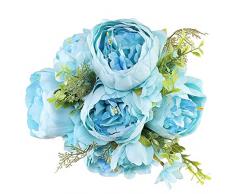Luyue Vintage Künstliche Pfingstrose Seidenblumen Bouquet Home Hochzeit Dekoration, Plastik Seide, blau, 53 cm