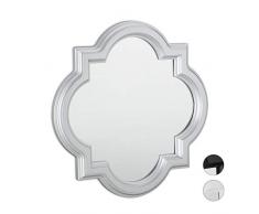 Relaxdays Wandspiegel Nostalgie, Hängespiegel Vintage, Wanddekoration, Kunststoff Rahmen, H x B: 39,5 x 39,5 cm, silber