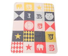 David Fussenegger 67323079 Juwel Baby- und Kinderdecke Zirkus, Baumwoll-Mischgewebe, gelb/grau, 90 x 70 x 90 cm