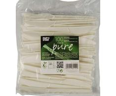 Papstar Bio-Plastikmesser/ Einwegbesteck, weiß / natur, pure (100 Stück), C-PLA, umweltfreundlich, Länge 16.6 cm, geeignet für Geburtstage und Grillpartys, #82190