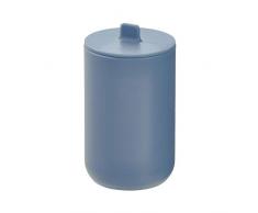 iDesign Behälter mit Deckel, runder Kunststoffbehälter für Kosmetik und Schminke, Wattestäbchen- und Wattepadspender für das Badezimmer, blau