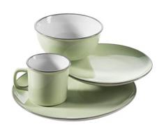 Mäser 931444 Serie Maila, Vintage Geschirr Service aus Keramik, Kombiservice für 1 Person, modernes Geschirrset im Retro-Look, Steinzeug, Hellgrün