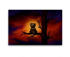 Premium Textil-Leinwand 120 x 80 cm Quer-Format Teddybär bei Nacht | Wandbild, HD-Bild auf Keilrahmen, Fertigbild auf hochwertigem Vlies, Leinwanddruck von Petra Haberhauer