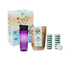 shuyao teekultur Shuyao Starterbox Tea to Go Thermobecher mit integriertem Teesieb + 5x3 Loser Bio Tee ohne Koffein, Violett, 32
