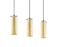 EGLO Pendellampe Pinto Gold, 3 flammige Pendelleuchte, Material: Stahl, Farbe: schwarz, Glas: klar, gold, Fassung: E27