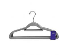 JVL Simple-Kollektion Velvet Touch platzsparend rutschfest Kleiderbügel 10 Stück, recyceltem ABS Kunststoff, Nylon, Zink, grau, 41, 5 x 0,5 x 22,5 cm