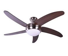AireRyder Deckenventilator Ursa mit Beleuchtung und Fernbedienung, Gehäuse Satin Nickel, Flügelfarbe Braun (Wanaque), 132 cm