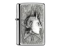 Zippo Feuerzeug PL Devil Female Emblem Benzinfeuerzeug, Messing, Brushed Chrome, 1 x 3,5 x 5,5 cm