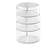 iDesign 52550EU Rain Schwenkbarer Kosmetik-Organizer mit Deckel für Waschtisch Schrank zum Aufbewahren von Makeup, 11.43 x 11.43 x 18.0848 cm, Kosmetika - durchsichtig/clear, Plastik