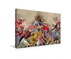 Premium Textil-Leinwand 45 cm x 30 cm quer American Football | Wandbild, Bild auf Keilrahmen, Fertigbild auf echter Leinwand, Leinwanddruck