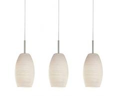 EGLO Pendellampe Batista 3, 3 flammige Hängelampe, Pendelleuchte aus Stahl, Farbe: Nickel-matt, Glas: Wischtechnik, weiß, Fassung: E27