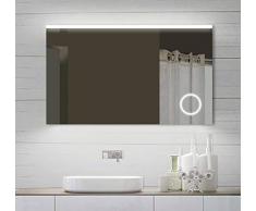 Lux-aqua Badezimmerspiegel mit Schminkspiegel und Led Licht in Warm & Kaltweiß - 102x70cm