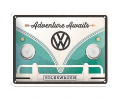 Nostalgic-Art 26222, VW Bulli Adventure Awaits, Blechschild 15x20 cm, Metall, Bunt, 15 x 20 x 0.2 cm