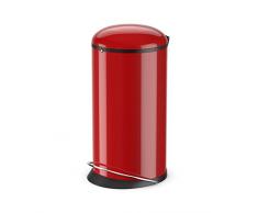 Hailo Harmony L Mülleimer (aus Stahlblechl, 20 Liter, breite Metall-Fußreling, Müllbeutel-Klemmung, Deckeldämpfung (Soft Close), rot) 0531-040