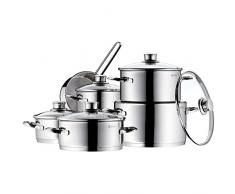 WMF Saphir Topfset 6-teilig, Cromargan Edelstahl poliert, Töpfe mit Glasdeckel, Induktionstöpfe, Topf Induktion, unbeschichtet