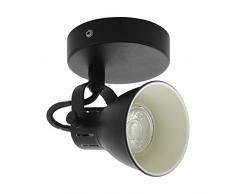 EGLO Deckenlampe Seras 1, 1 flammige Deckenleuchte Industrial, Modern, Klassisch, Deckenstrahler aus Stahl, Wohnzimmerlampe in schwarz, Küchenlampe, Spot mit GU10 Fassung