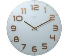 NeXtime Wanduhr CLASSY LARGE, lautlos, rund, aus Glas, Weiß / Kupfer, ø 50 cm