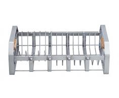 KitchenCraft Industrial Kitchen Metall Abtropfgestell im Vintage Stil mit Holzgriffen, Karbonstahl, Grau, 40.3 x 25.5 x 12.7 cm