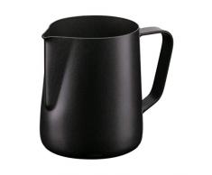 Prime Coffee Milchkännchen, Milk Pitcher, Edelstahl mit Teflon Beschichtung, schwarz, 350ml