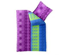 aqua-textil Trend Bettwäsche 155 x 220 cm 2teilig Baumwolle Bettbezug Dina Kreise Streifen Violett Grün Blau