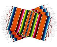 Threads West mexikanische Tischsets mit Fransen, in traditioneller mexikanischer Serape-Decke Platzsets, 48,3 x 30,5 cm, 4 Stück Orange