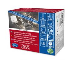 Konstsmide 3722-103 LED Lichterkette / für Außen (IP44) / Batteriebetrieben: 4xAA 1.5V (exkl.) / mit Lichtsensor, 6h und 9h Timer / 20 warm weiße Dioden / transparentes Kabel