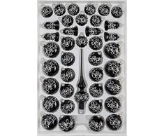 39 TLG. Glas-Weihnachtskugeln Set in Hochglanz-Schwarz-Silberne-Ornamente Neuheit - Christbaumkugeln - Weihnachtsschmuck-Christbaumschmuck