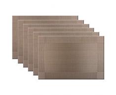 Bright Dream Platzdeckchen waschbar, leicht zu reinigen, PVC Tischset für Küche und Tisch, hitzebeständig, gewebtes Vinyl champagnerfarben