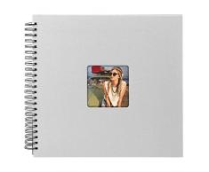 Goldbuch 25 298 - Spiralalbum Living Stainless Grey, Erinnerungsalbum mit Bildausschnitt, Fotoalbum mit 50 schwarzen Seiten, Foto Album zum Einkleben, Fotobuch mit Einband in Leinenoptik 32x36 cm