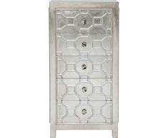 Kare Hochkommode Alhambra, Kleines, Schmales Sideboard, Wohnzimmer - Kommode mit 5 Schubladen, Silber lackierter Holzschrank, (H/B/T) 123x62x38cm