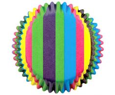 PME Backförmchen für Cupcakes aus Papier mit Regenbogenstreifen, Standardgröße, 60er Pack, Kunststoff, Mehrfarbig, 7 x 7 x 2.8 cm, 60-Einheiten