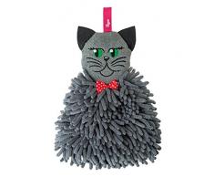 Vigar Felix Mikrofaser Badetuch in Katzenform, Polyester, grau, 7x22x28 cm